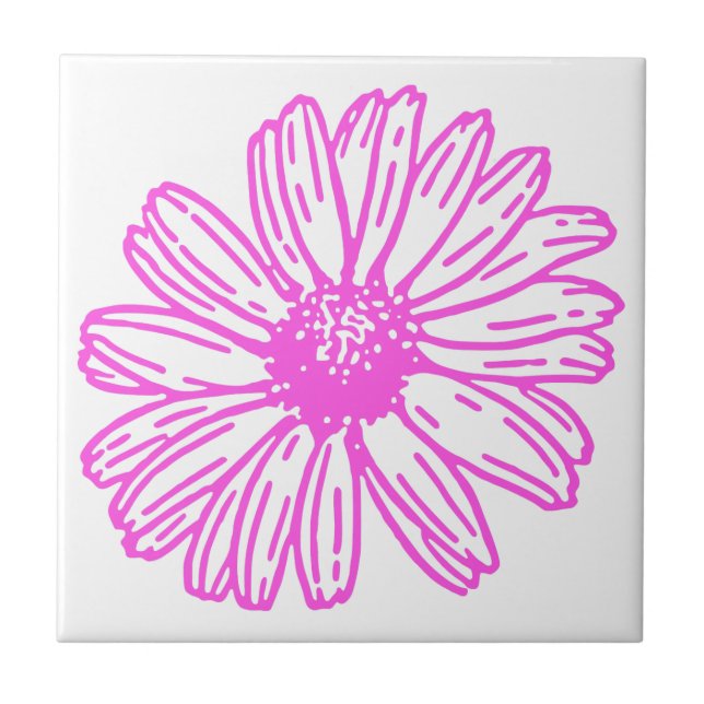 Carreau Ultra Rose Fleur de marguerite Impression, Hippie  (Devant)