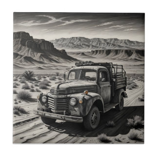 Carreau Un camion dans le désert