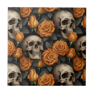 Carreau Un crâne et une série Rose 11
