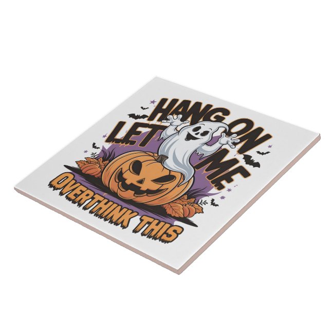 Carreau Un fantôme d'Halloween joyeux au-dessus d'un citro (Côté)