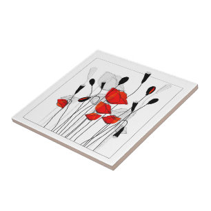 Carreau Un groupe de pavots rouges