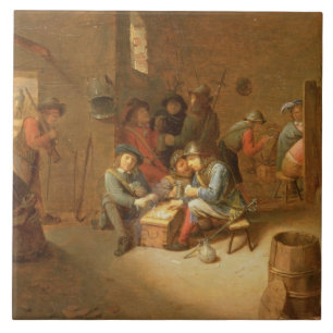 Carreau Un intérieur de corps de garde avec des cartes de