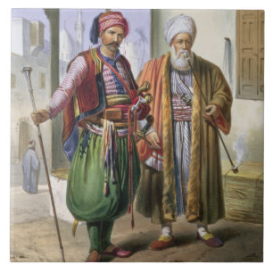 Carreau Un Janissary et un négociant au Caire,