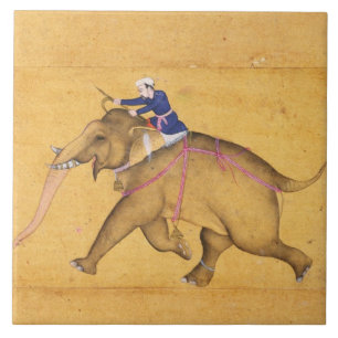 Carreau Un Mahout montant un éléphant, du grand Clive