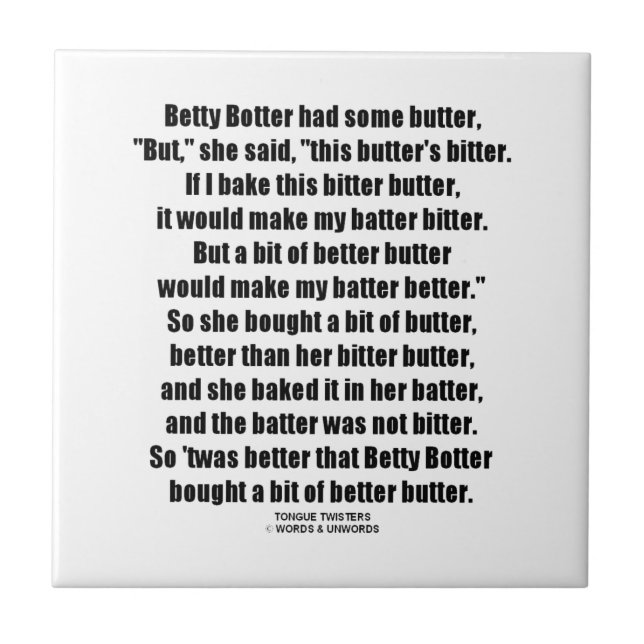 Carreau Un meilleur beurre de Betty Botter (tornade de (Devant)