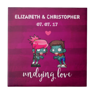 Carreau Un mignon couple Zombie Unmourant Mariage d'amour