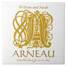 Un Monogramme d'or en blanc - Noms Mariage Date Ti