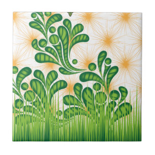 Carreau Un motif artistique vert et or représentant un arb