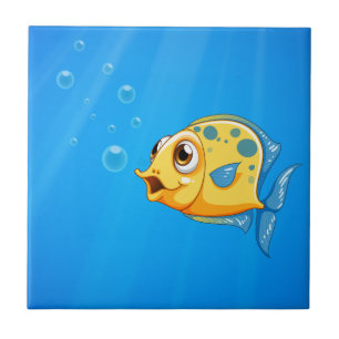 Carreau Un océan profond avec un poisson jaune