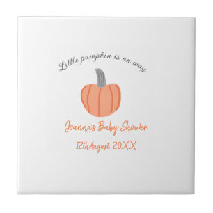 Carreau Un petit citrouille est en route baby shower gris 