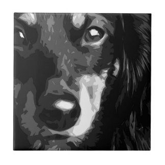 Carreau Un teckel miniature noir et blanc