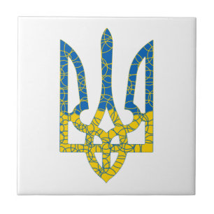 Carreau Un trident ukrainien texturé drapeau d'Ukraine cou