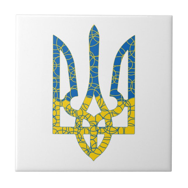 Carreau Un trident ukrainien texturé drapeau d'Ukraine cou (Devant)