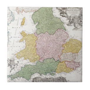 Carreau Une carte de l'Angleterre   1760