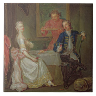 Carreau Une conversation de dîner (un homme et une femme