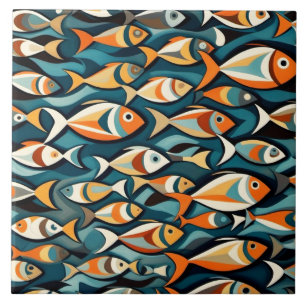 Carreau une école de poissons de style art déco