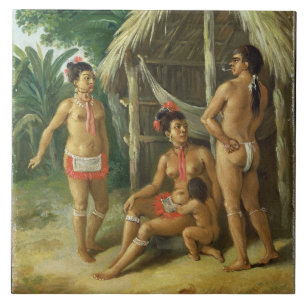 Carreau Une famille de Carib de l'Îles-Sous-le-Vent en