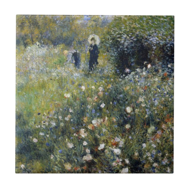 Carreau Une femme avec un parasol dans un jardin par Augus (Devant)