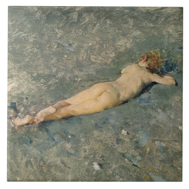 Carreau Une femme bronzant sur la plage à Portici (Devant)