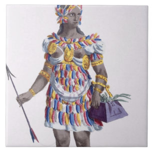 Carreau Une femme du Honduras, 1780 (gravure colorée)