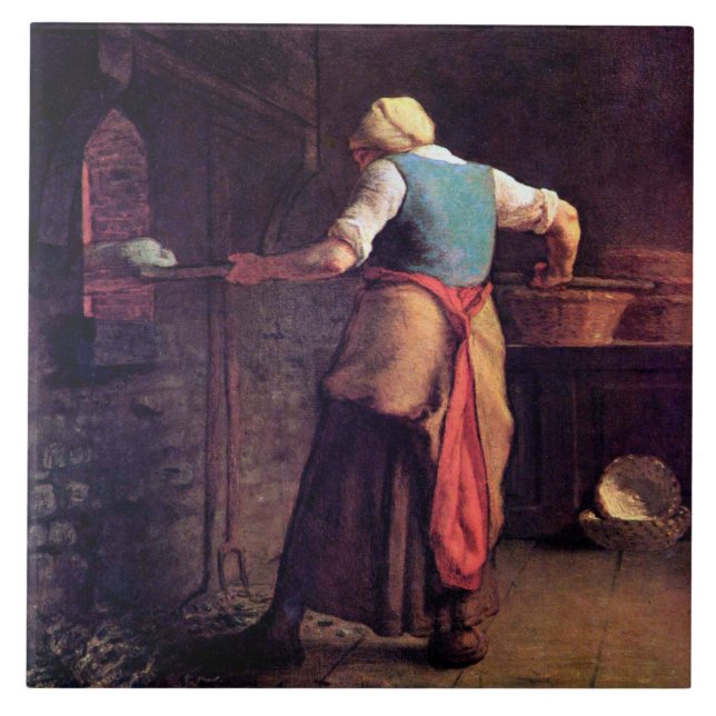 Carreau Une femme qui fait du pain, Jean-François Millet (Devant)