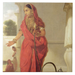 Carreau Une fille de danse indienne avec un narguilé, 177