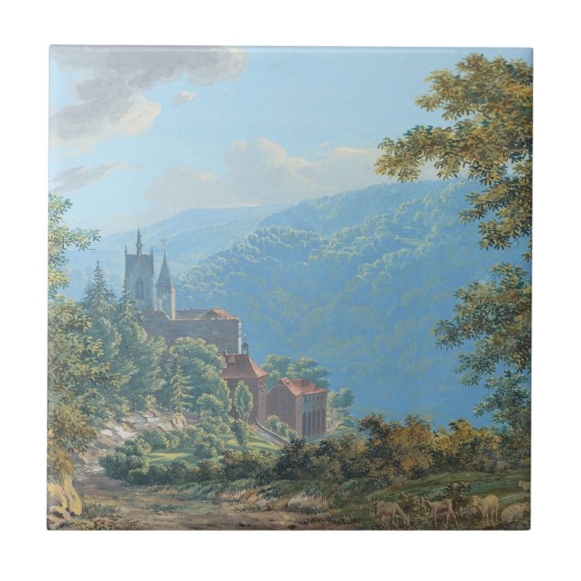 Carreau Une forteresse dans un paysage de montagne à Sunri (Devant)