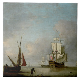 Carreau Une frégate dans l'eau calme