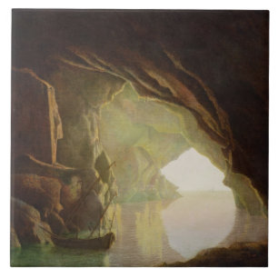 Carreau Une grotte dans le Golfe de Salerno, coucher du