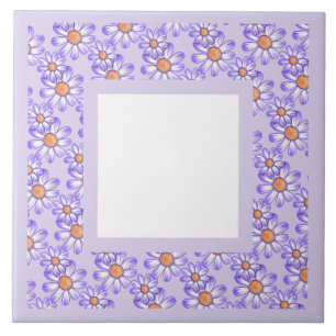 Carreau Une marguerite violette/papillon