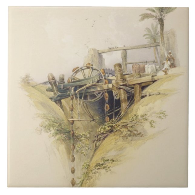 Carreau Une roue d'eau persane, utilisée en soulevant (Devant)