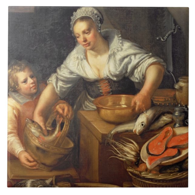Carreau Une scène de cuisine (Devant)
