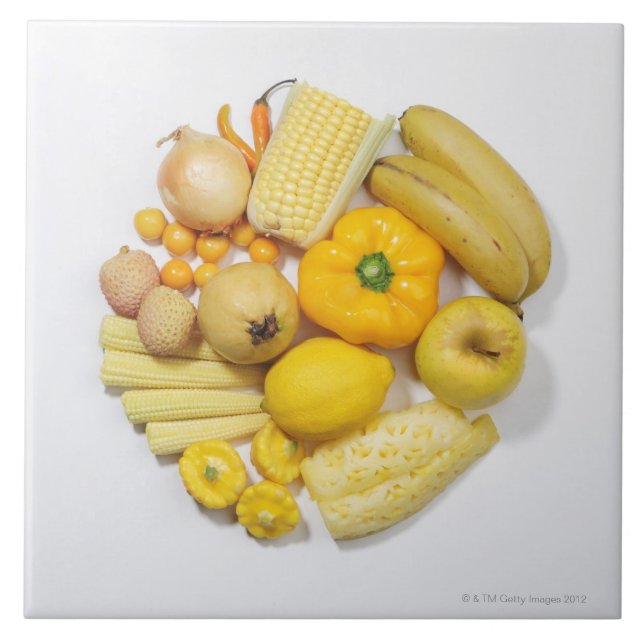 Carreau Une sélection des fruits et des légumes jaunes (Devant)