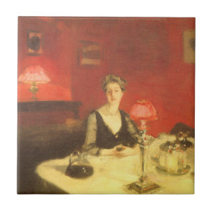 Carreau Une table à dîner la nuit par John Singer Sargent