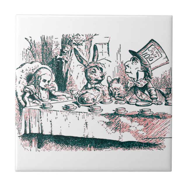 Carreau Une teinte rose de Tenniel de thé fou (Devant)