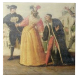 Carreau Une troupe de Commedia Dell'Arte avant une