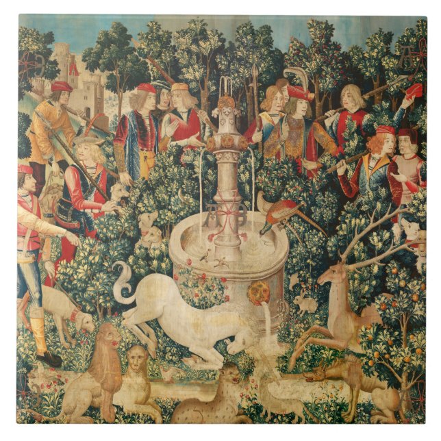 Carreau UNICORN EST TROUVÉ / Fontaine et autres animaux (Devant)