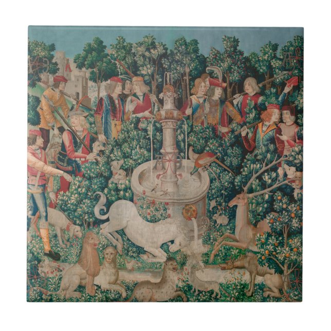 Carreau Unicorn Hunt Medieval Art - Unicorn (Devant)