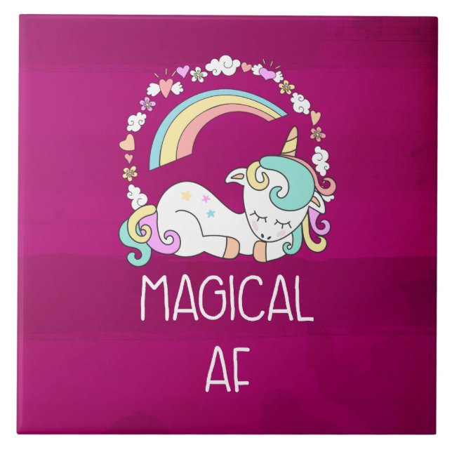Carreau Unicorne drôle dire magique AF (Devant)