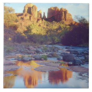 Carreau USA, Arizona, Sedona. Le reflet de la Roche de la 