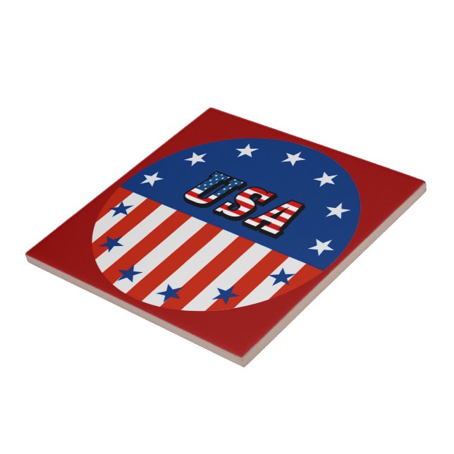 Carreau USA - Drapeau américain et étoiles en cercle (Côté)