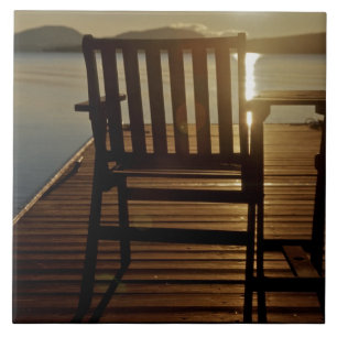 Carreau USA, Maine, Rockwood. Une chaise avec vue sur