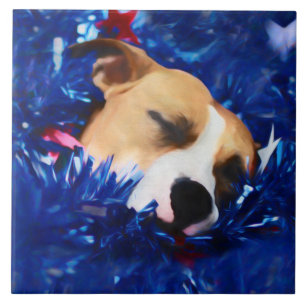 Carreau USA Patriotique Chien American Pit Bull Terrier