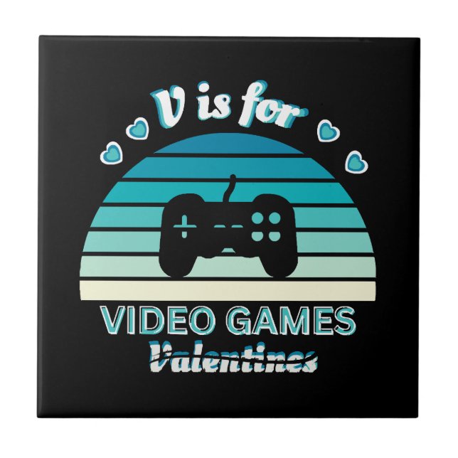 Carreau V pour Jeux Vidéo pas Valentines - Funny Retro Col (Devant)