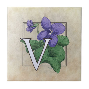 Carreau V pour l'art du monogramme floral violet