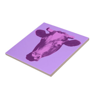 Carreau Vache d'art pop rose et violet