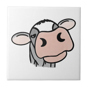 Carreau vache de dessin animé noir blanc rose baiser gris