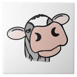 Carreau vache de dessin animé noir blanc rose embrasser gr
