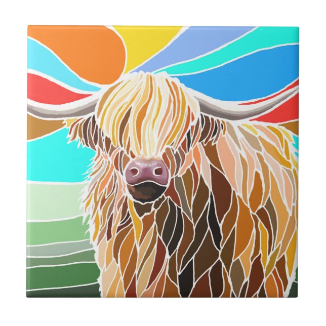 Carreau Vache des hautes terres colorées (Devant)