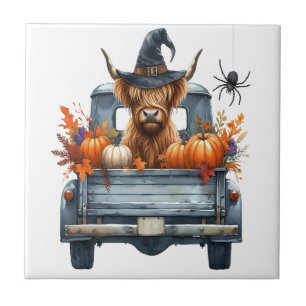 Carreau Vache des Highlands Halloween Automne